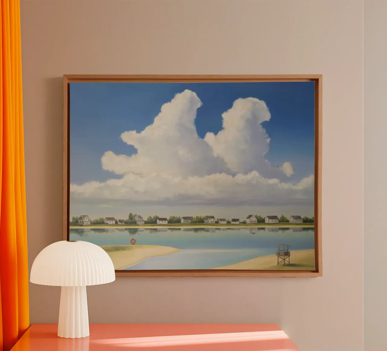Cloudscape Over Coast canvas with Floater frame by Silk Palette