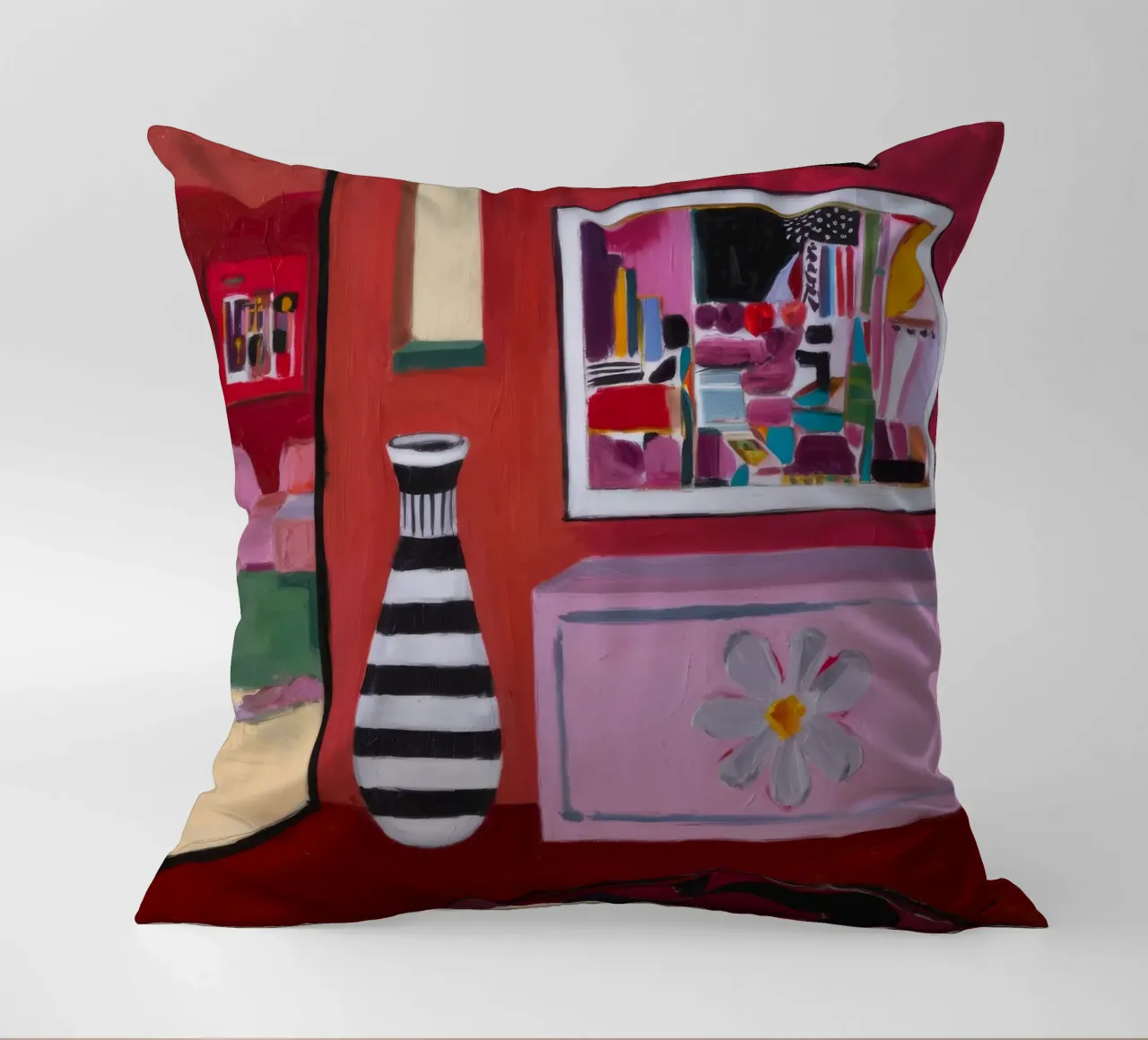 Striped Vase Nook decorative cushion by Opal Strokes