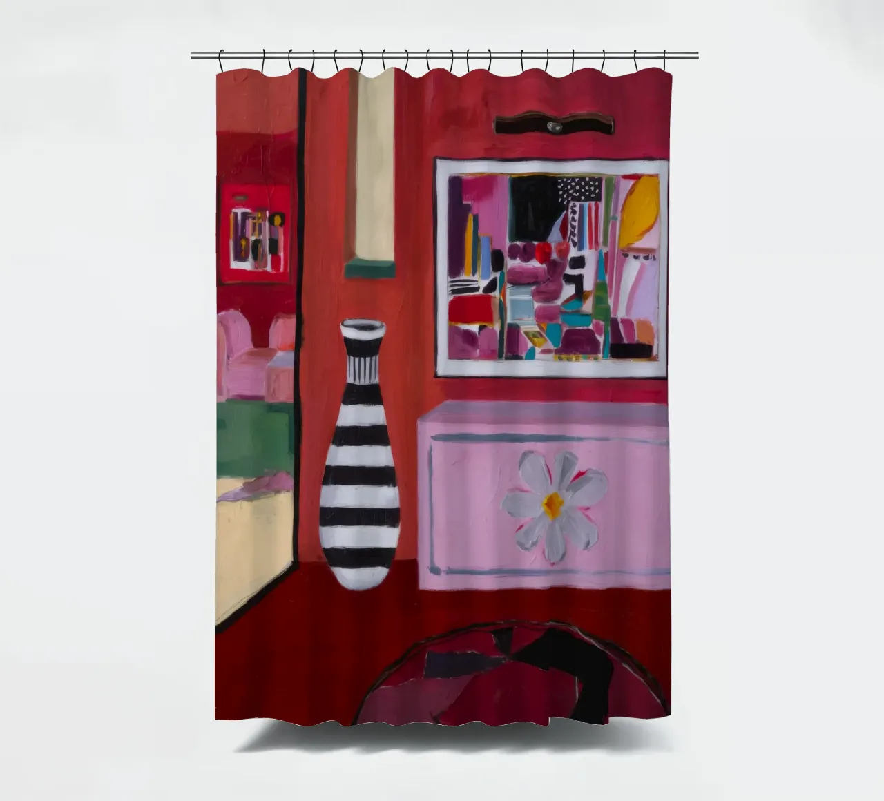 Striped Vase Nook shower curtain by Opal Strokes