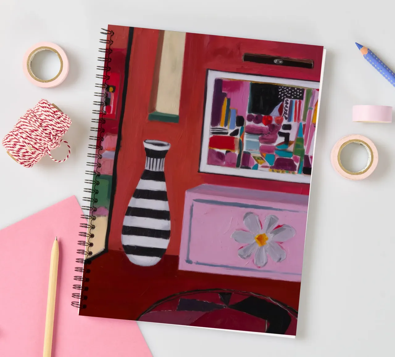 Striped Vase Nook spiral notebook by Opal Strokes
