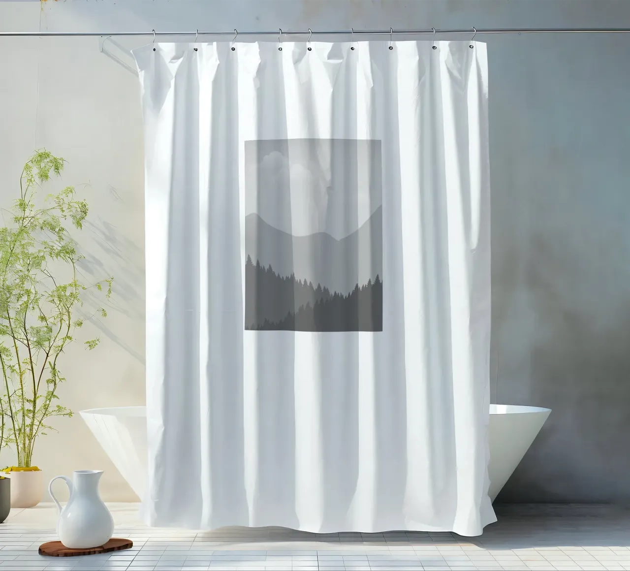 Winter's Graphic Divide shower curtain by Silk Palette
