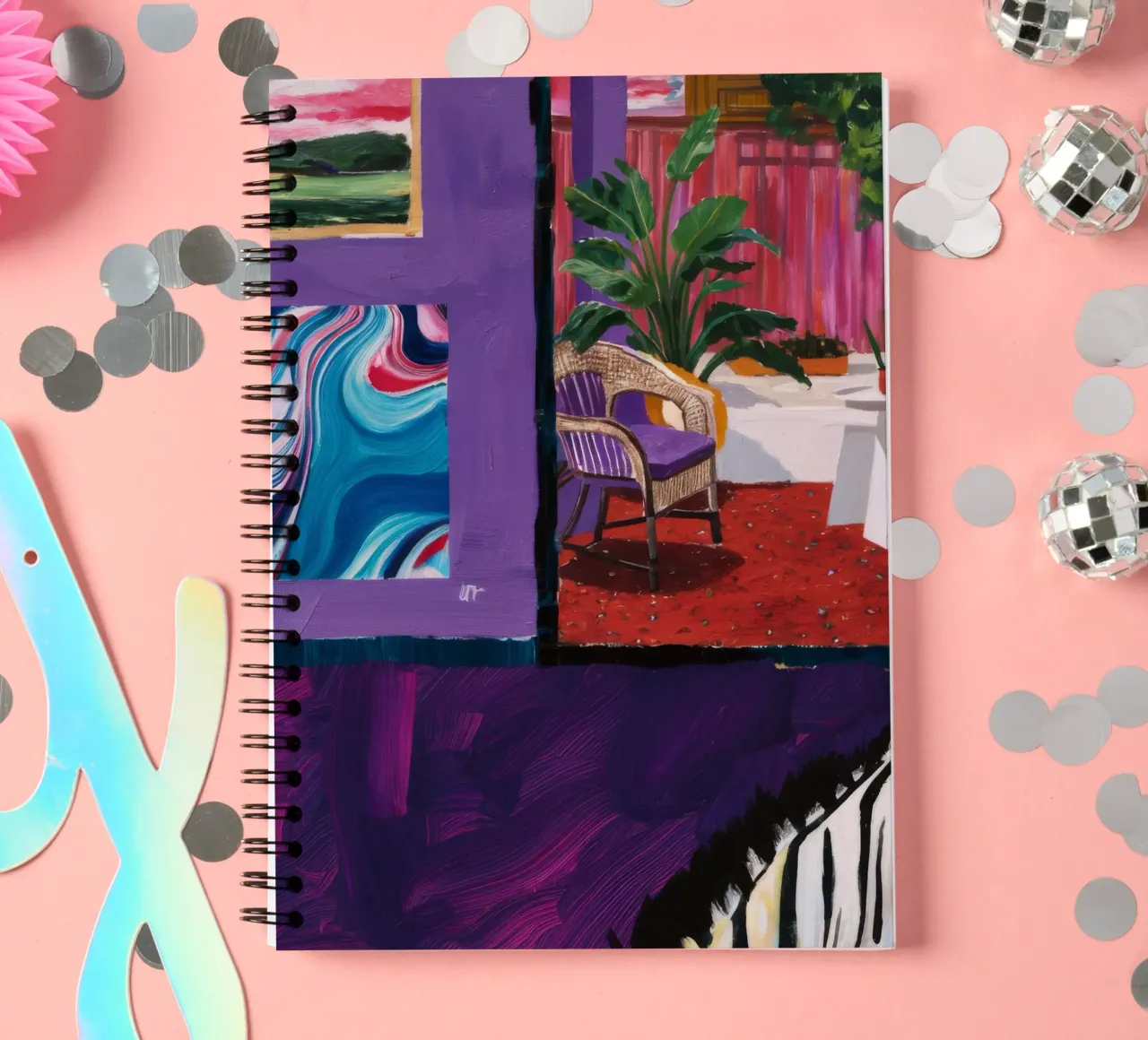 Zebra Swirl Lounge spiral notebook by Opal Strokes