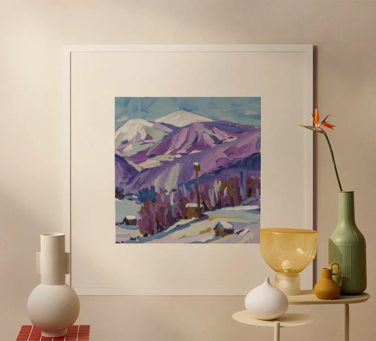 Il bordo di Auburn dell'inverno poster con telaio in alluminio da Celestial Harmony