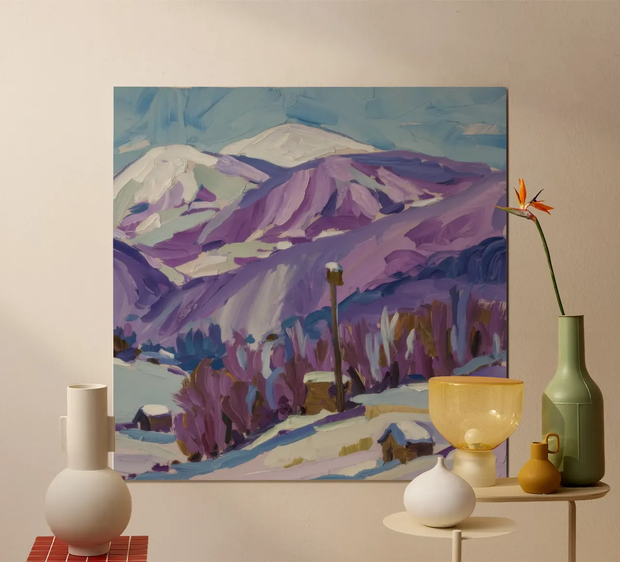 Il bordo di Auburn dell'inverno poster con telaio in alluminio da Celestial Harmony