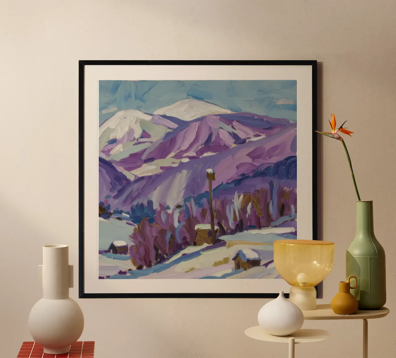 Il bordo di Auburn dell'inverno poster con telaio in alluminio da Celestial Harmony