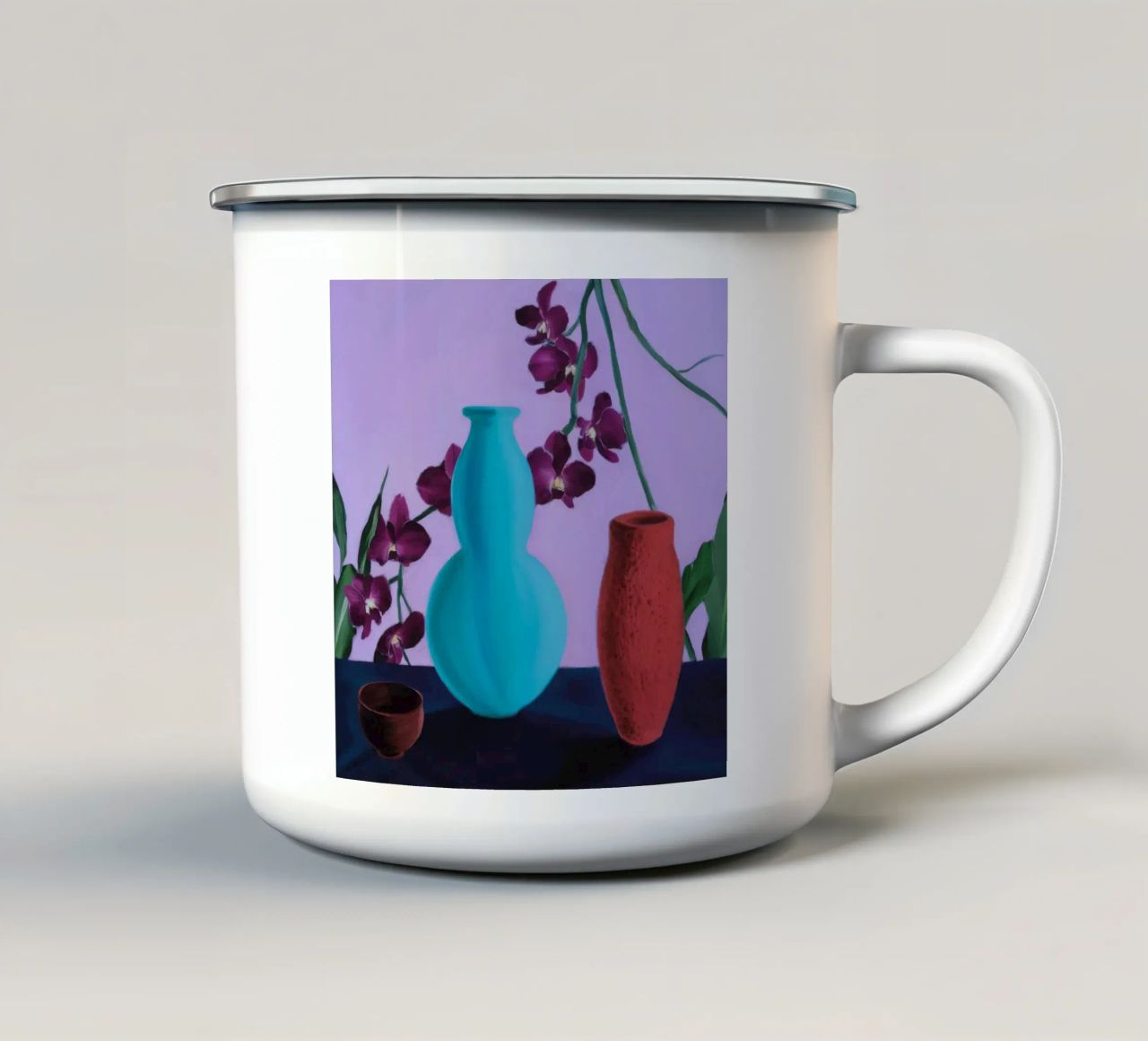 Duo Orchidea Azzurra tazza in smalto da Opal Strokes