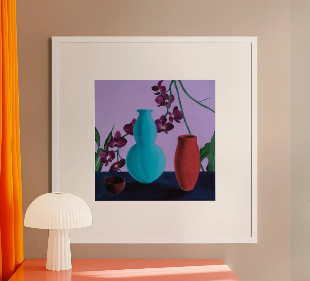 Duo Orchidea Azzurra poster con telaio in legno da Opal Strokes