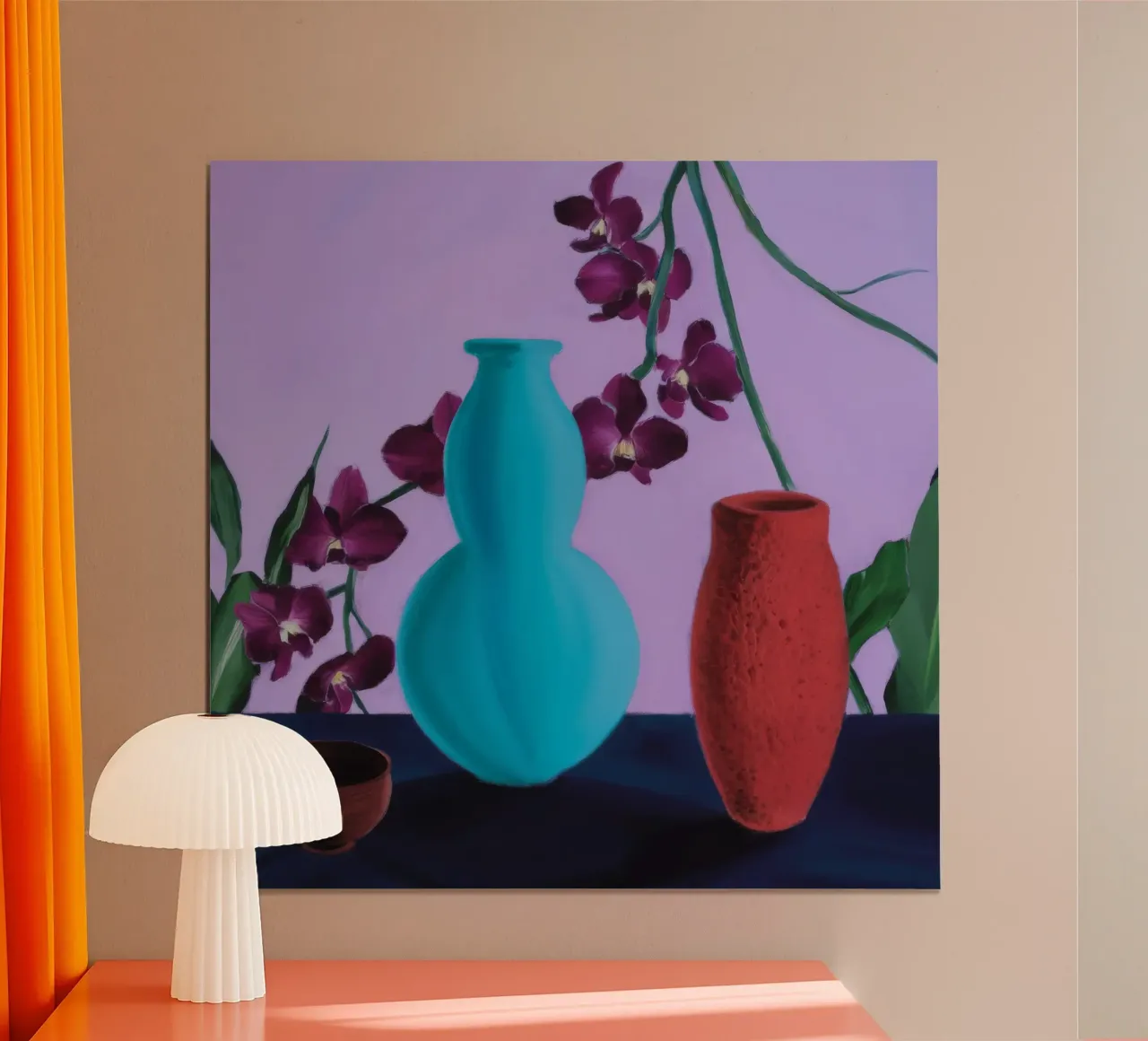 Duo Orchidea Azzurra poster con telaio in legno da Opal Strokes