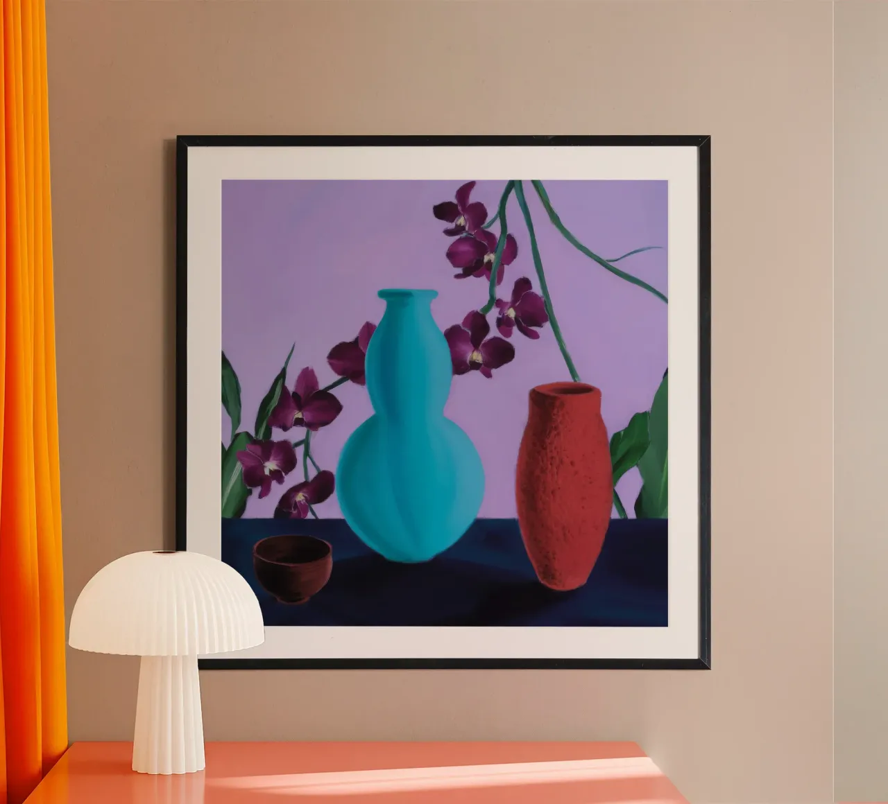 Duo Orchidea Azzurra poster con telaio in legno da Opal Strokes