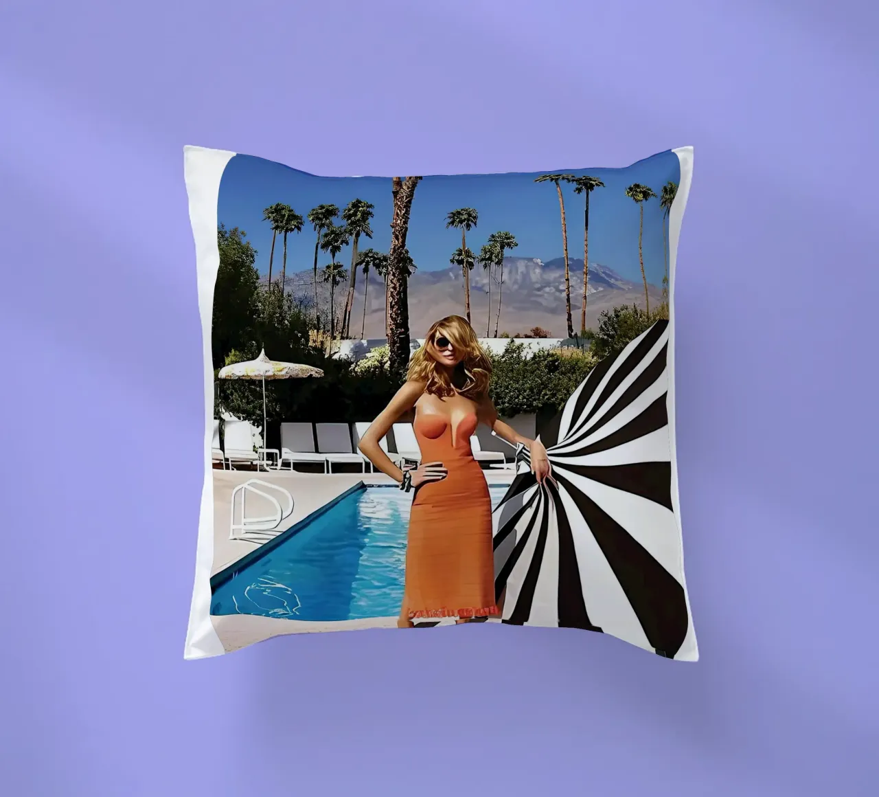 cool women Pool Side Slim Aaron cojín de Slim Aarons Vintage