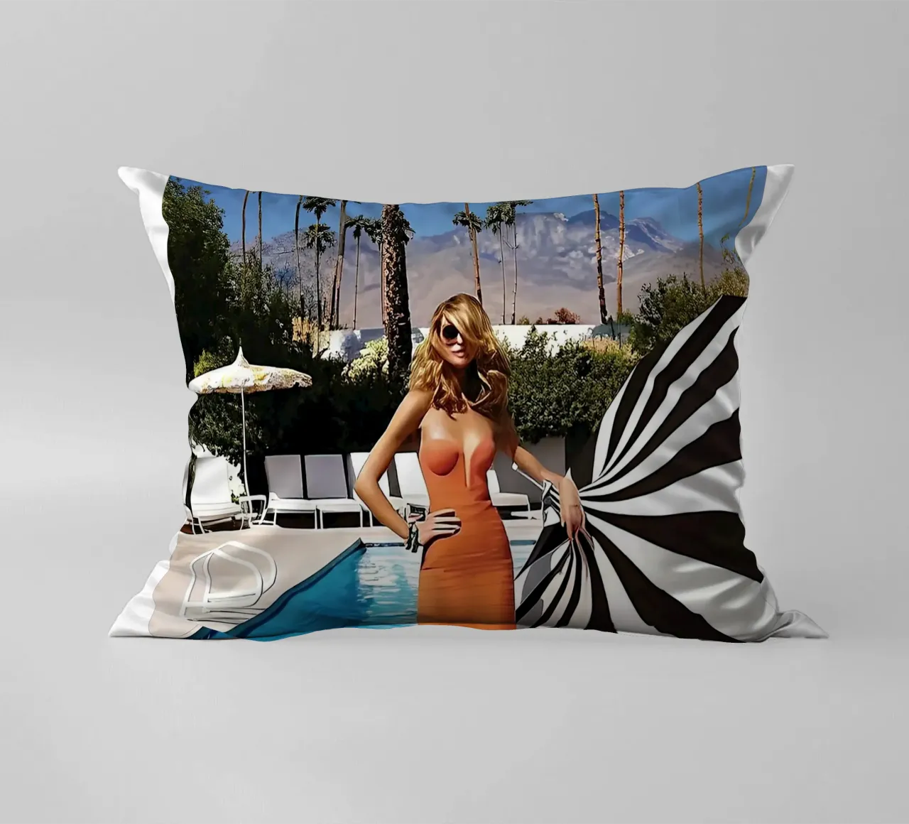 donne cool Pool Side Slim Aaron cuscino da Slim Aarons Vintage