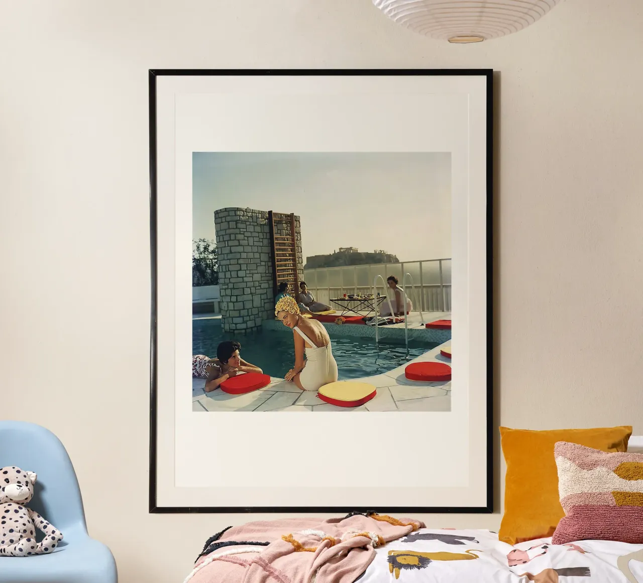 Piscina per feste poster con telaio in plastica da Slim Aarons Vintage