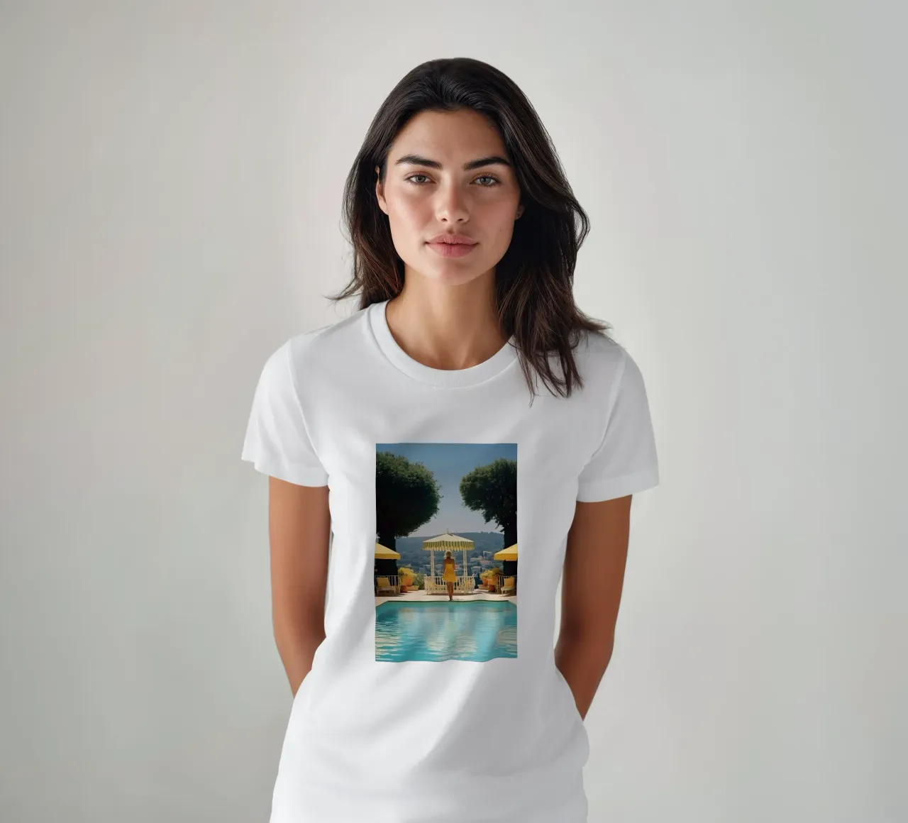 Retro 60's Style 'Cannes Pool T-Shirt von Slim Aarons Vintage