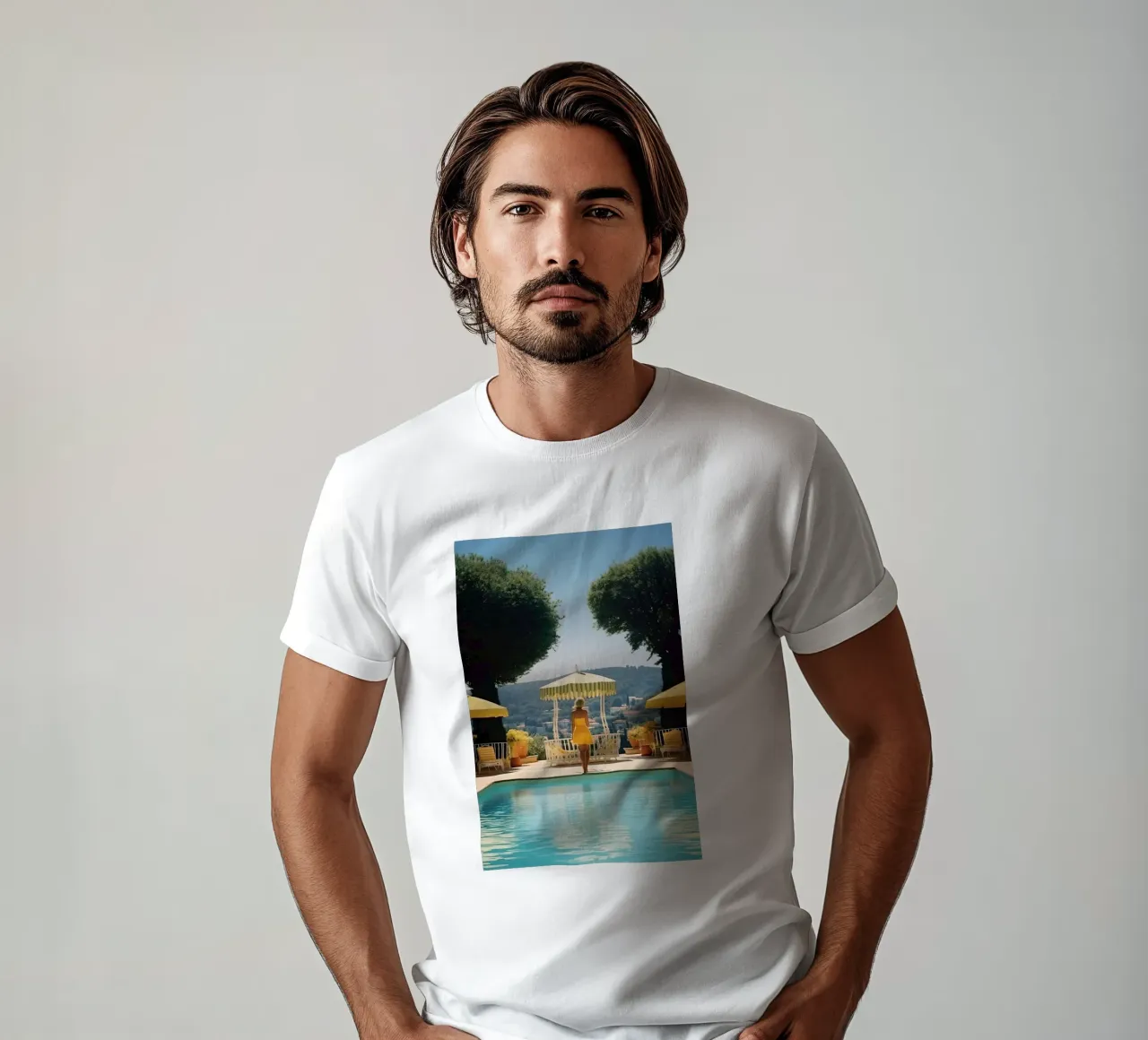 Retro 60's Style 'Cannes Pool T-Shirt von Slim Aarons Vintage