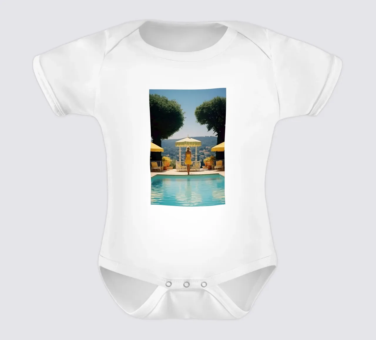 Retro 60's Style 'Cannes Pool Kurzarm Babybody von Slim Aarons Vintage