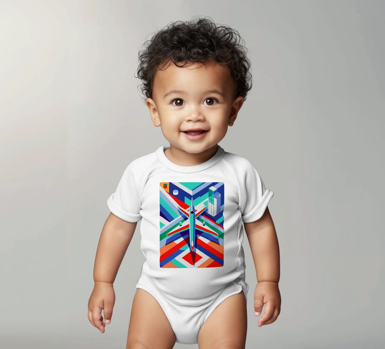 plane vector short-sleeve baby romper by Elfath