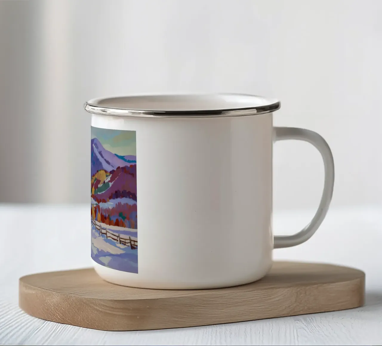 Frosty Mountain Trail enamel mug by Celestial Harmony