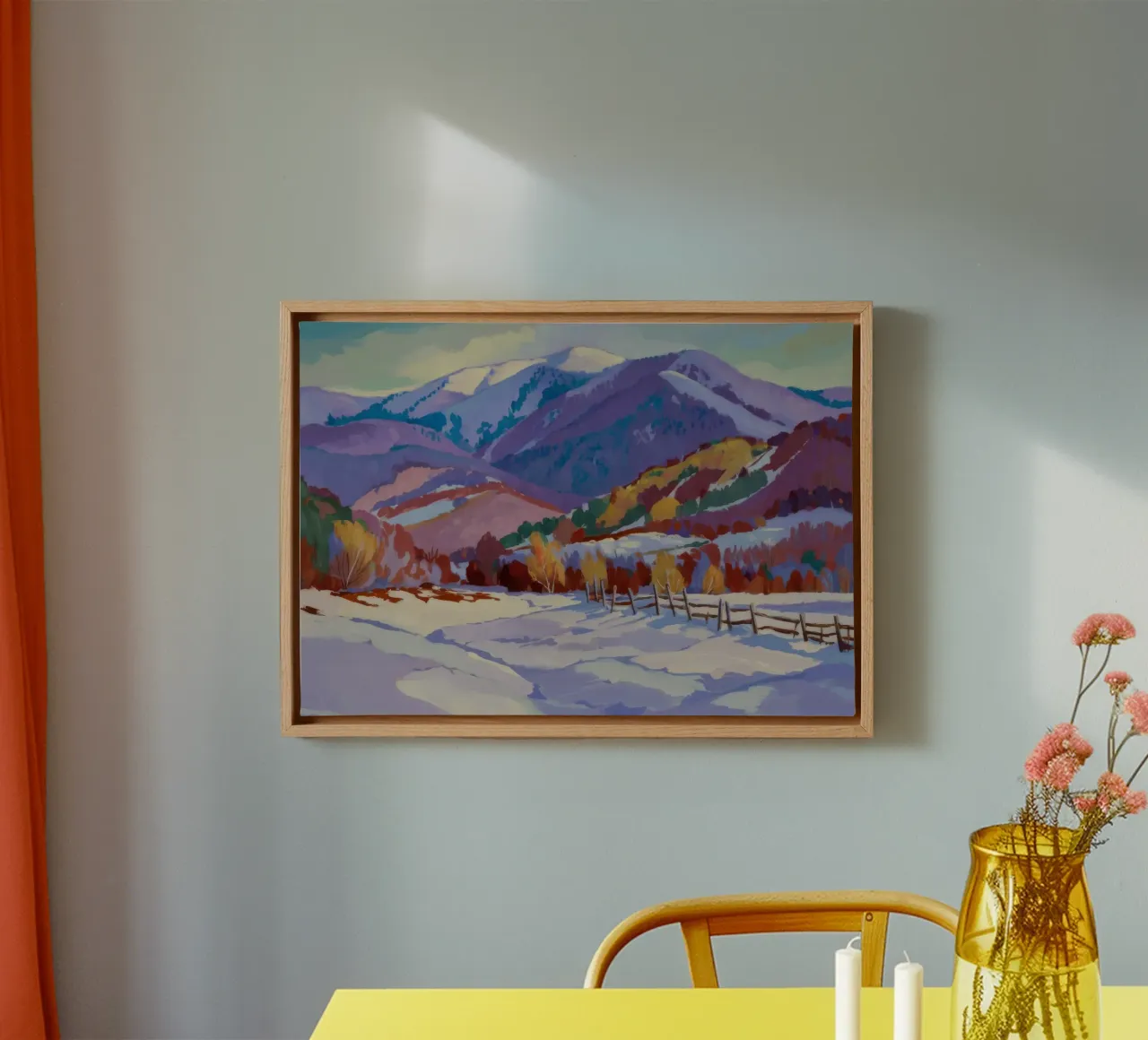Frosty Mountain Trail canvas with Floater frame by Celestial Harmony