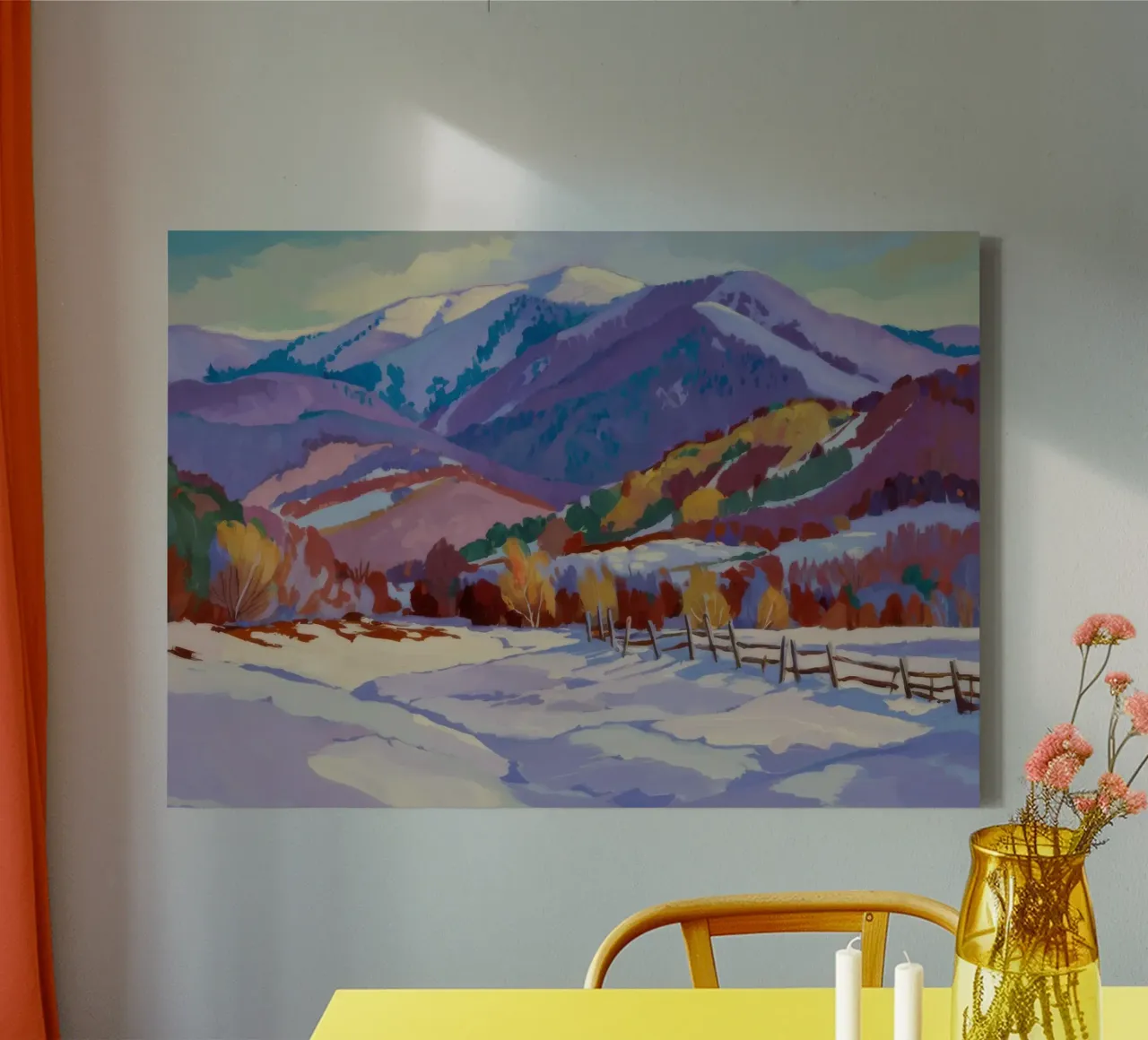 Frosty Mountain Trail canvas with Floater frame by Celestial Harmony