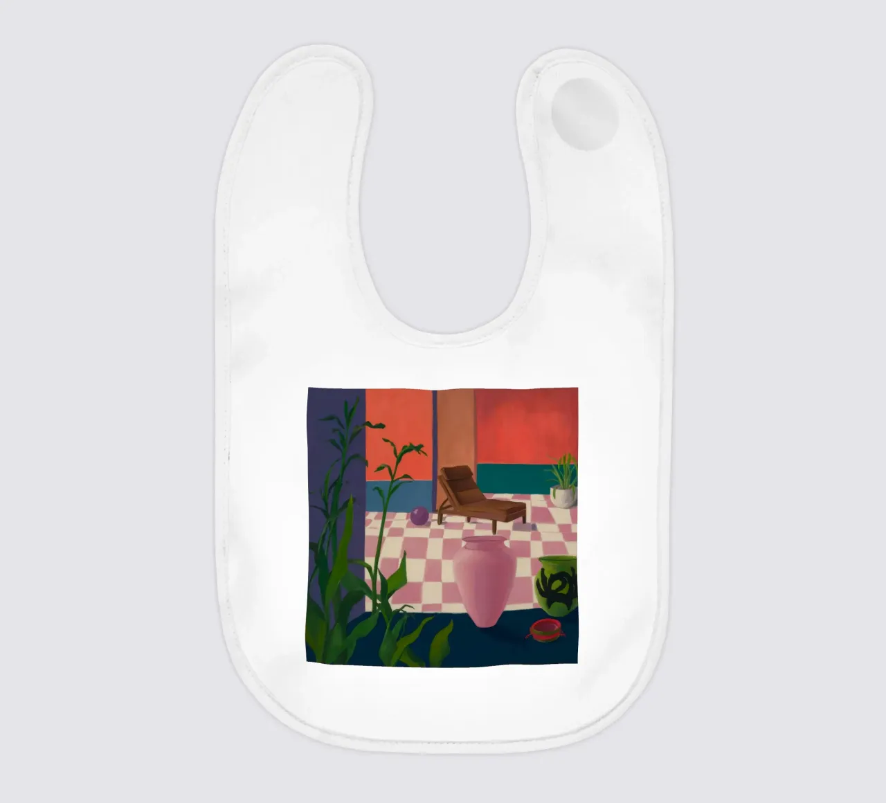Checkered Sunlit Repose baby bib by Opal Strokes