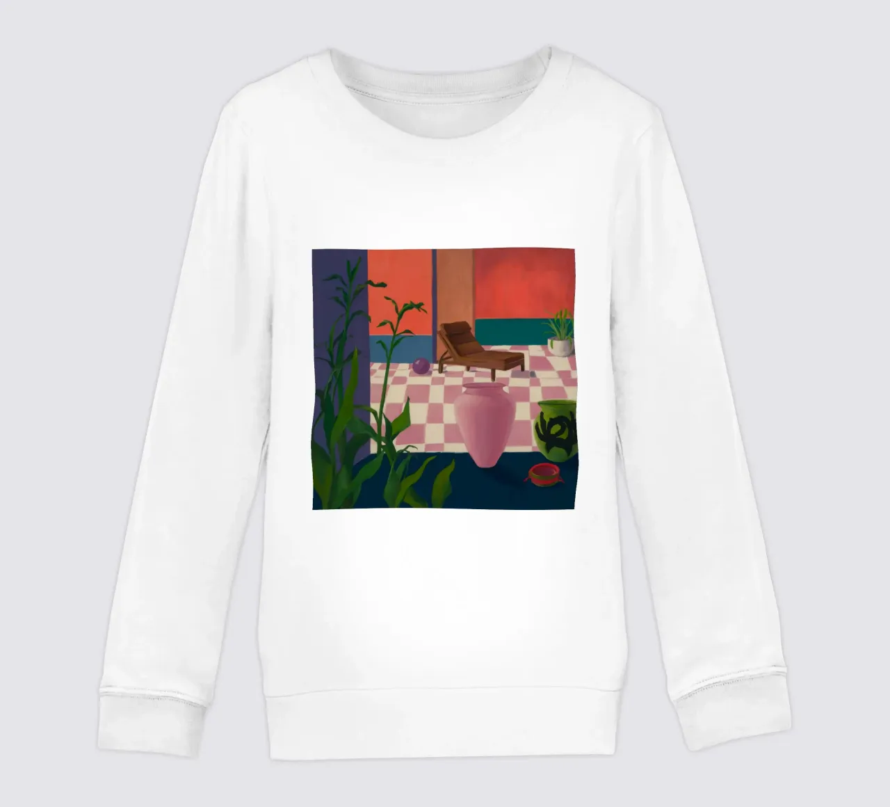 Checkered Sunlit Repose kids sweatshirt by Opal Strokes