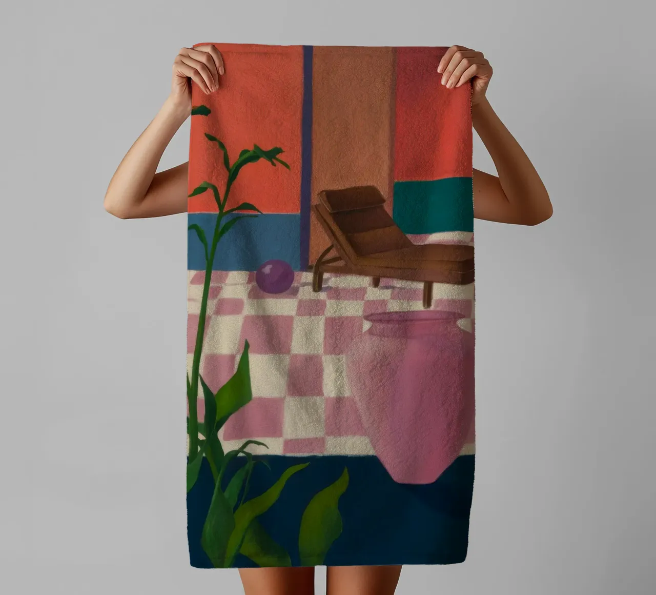 Checkered Sunlit Repose towel by Opal Strokes