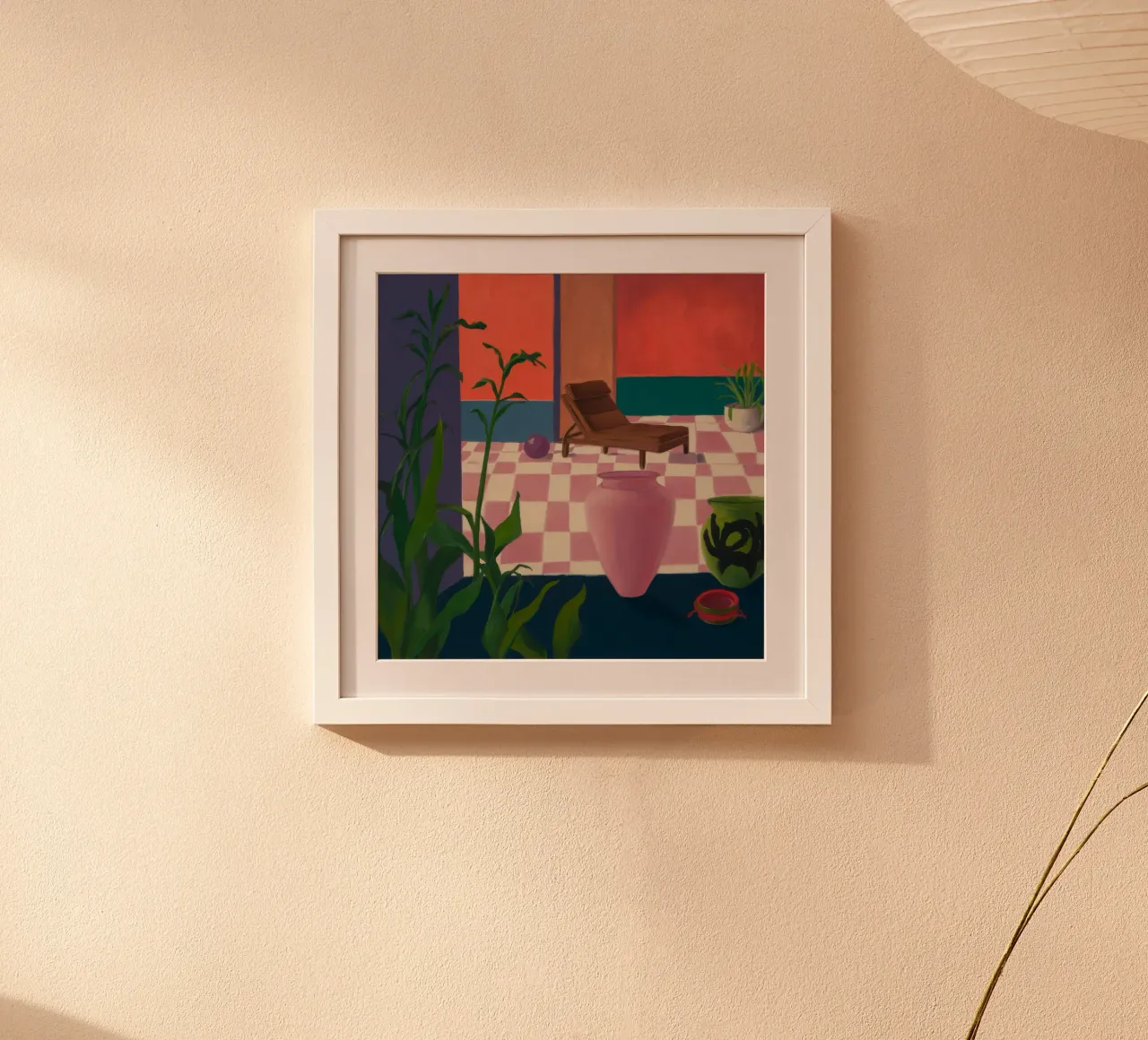 Riposo al sole a scacchi poster con telaio in plastica da Opal Strokes