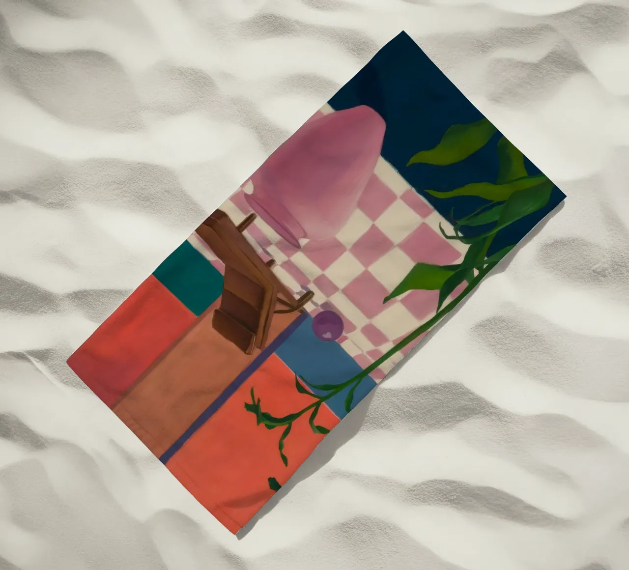 Checkered Sunlit Repose beach towel by Opal Strokes