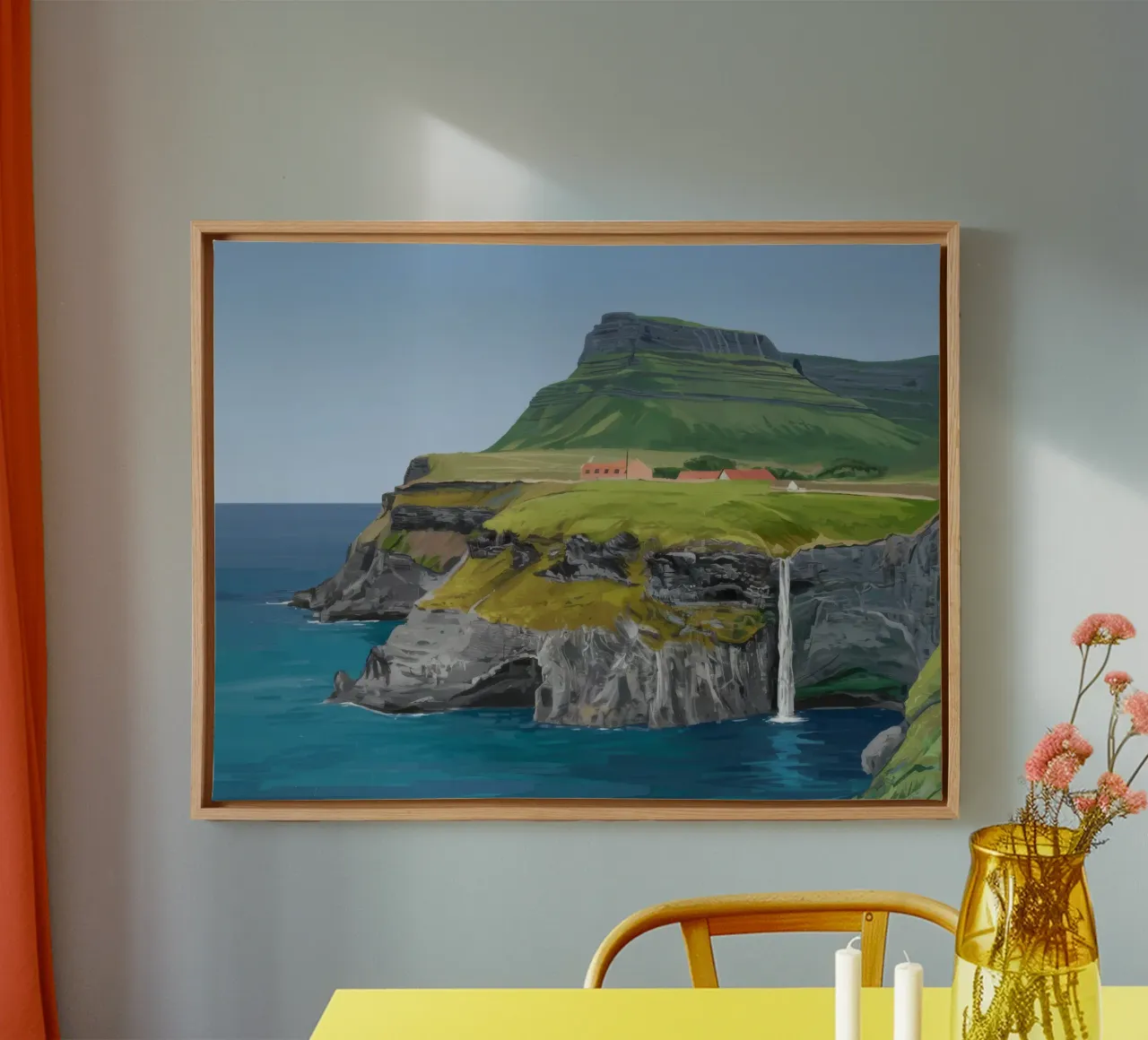 Emerald Isle Cliffs canvas with Floater frame by Silk Palette