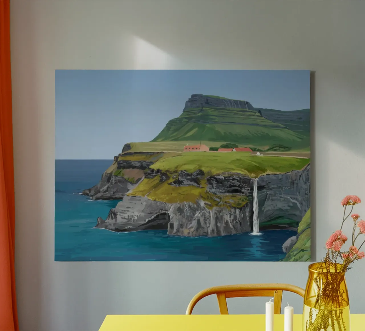 Emerald Isle Cliffs canvas with Floater frame by Silk Palette