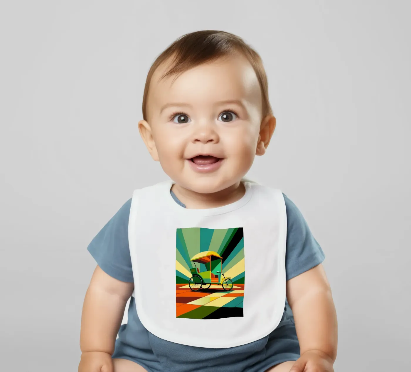 Rickshaw vector baby bib by Elfath