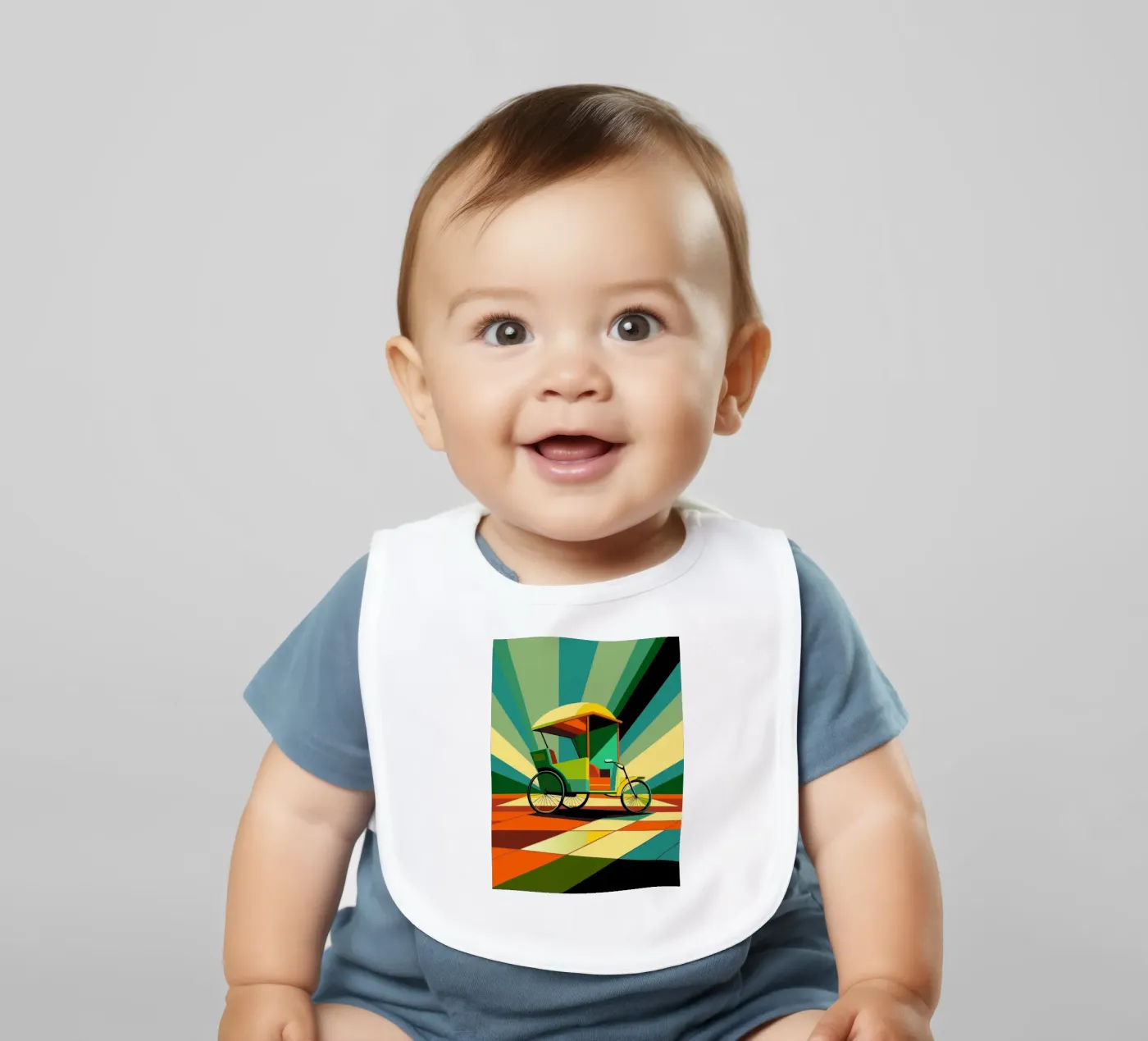 Rickshaw vector baby bib by Elfath