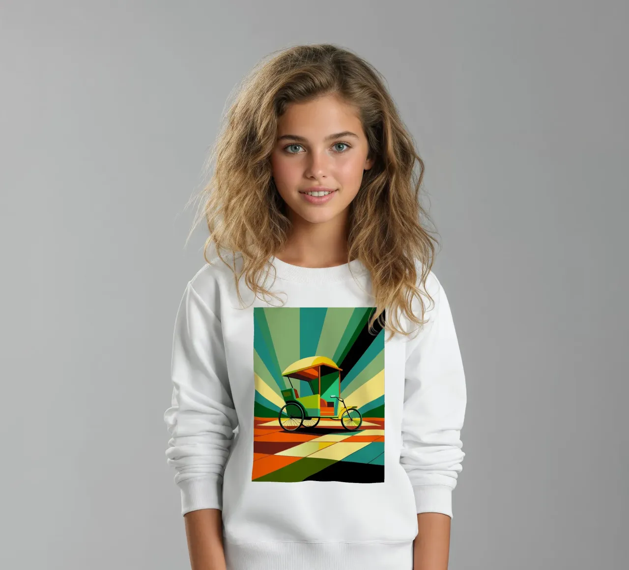 Rickshaw vector kids sweatshirt by Elfath