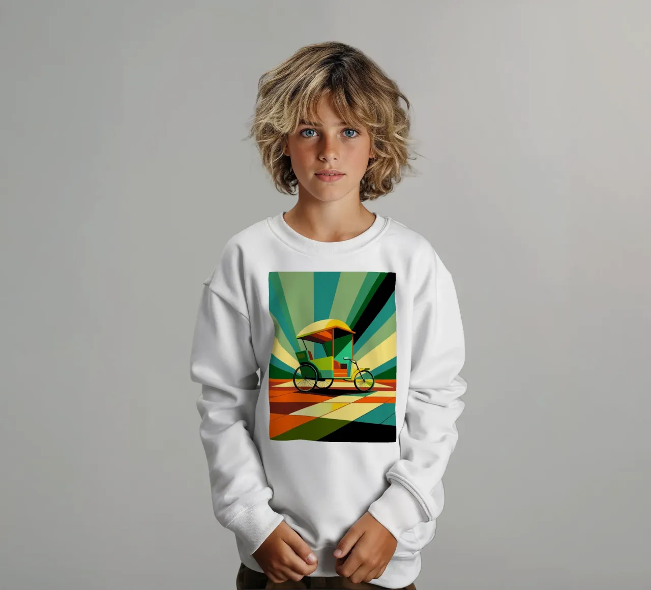 Rickshaw vector kids sweatshirt by Elfath