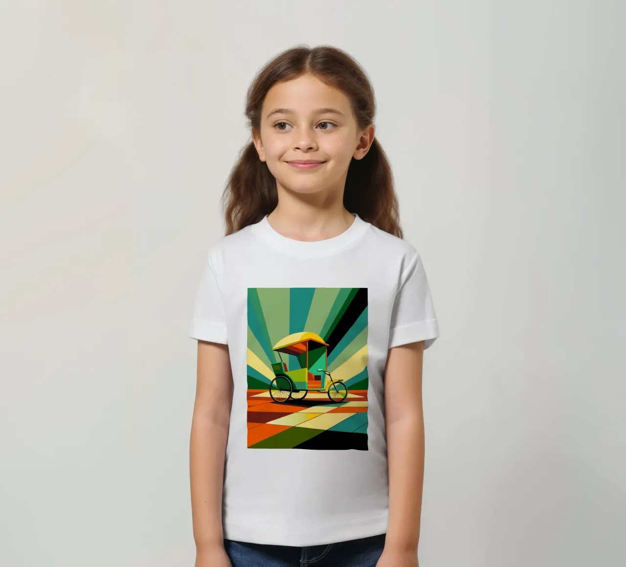 Vettore risciò t-shirt bambini da Elfath
