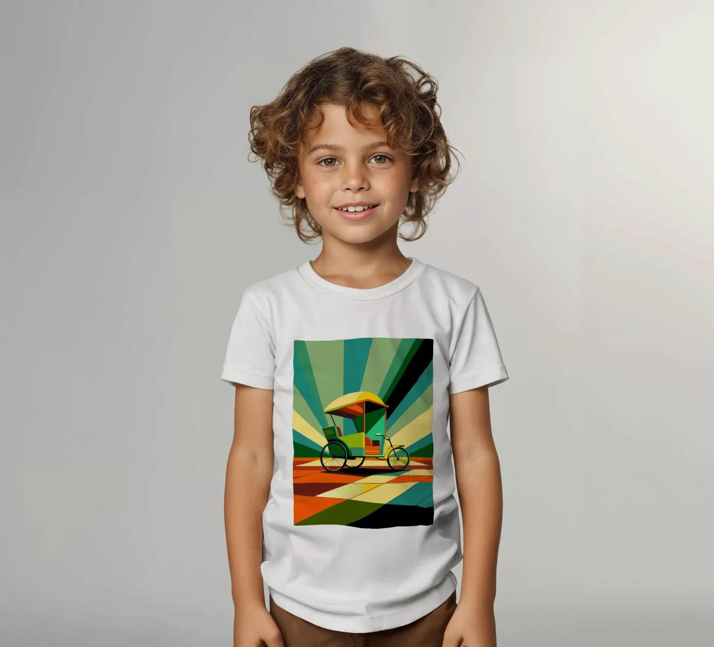 Rikscha-Vektor Kinder T-Shirt von Elfath
