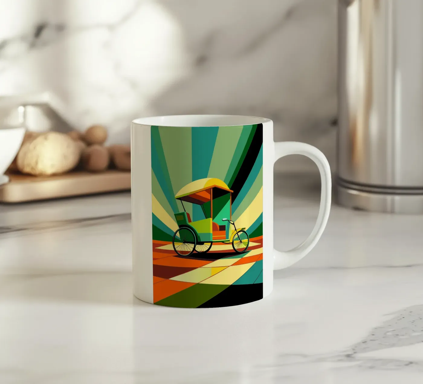 Rickshaw vector ceramic mug by Elfath