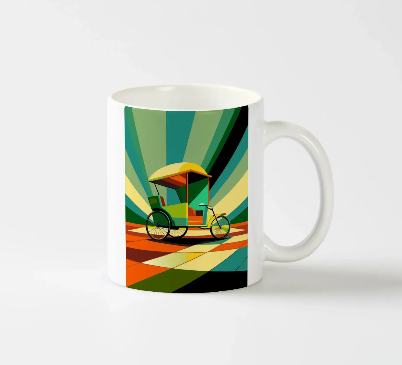 Rickshaw vector ceramic mug by Elfath