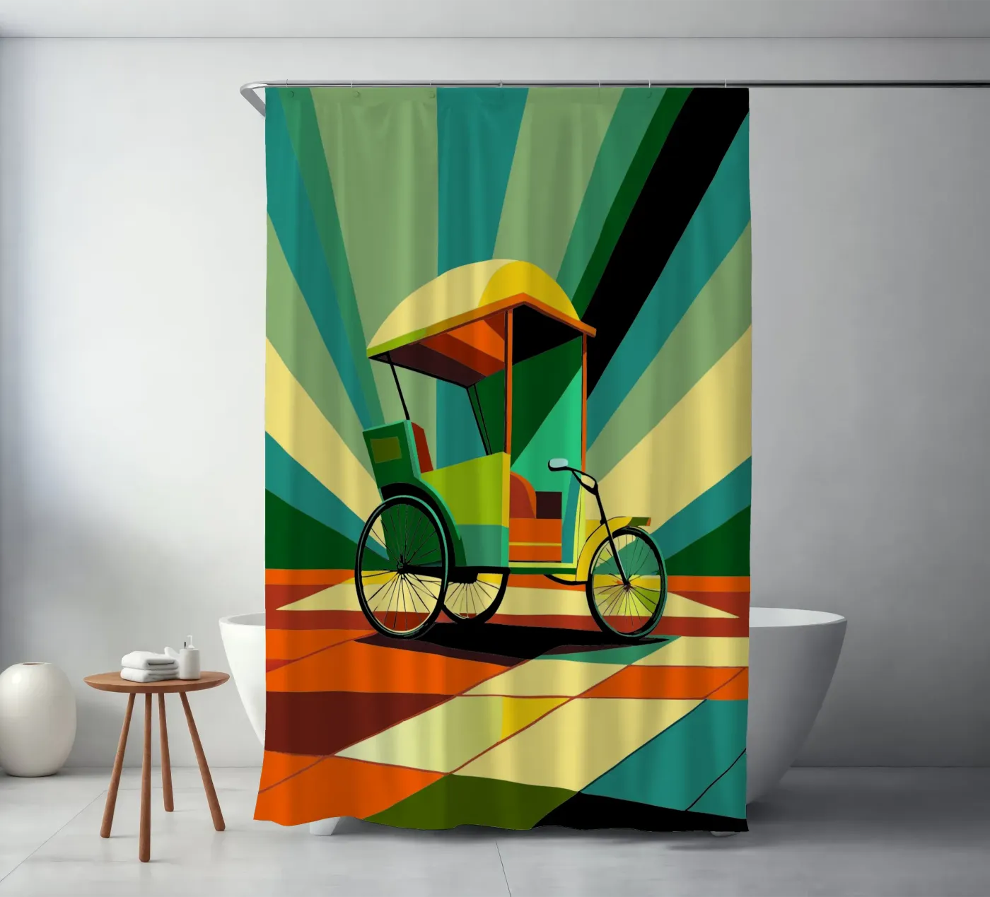 Rikscha-Vektor Duschvorhang von Elfath