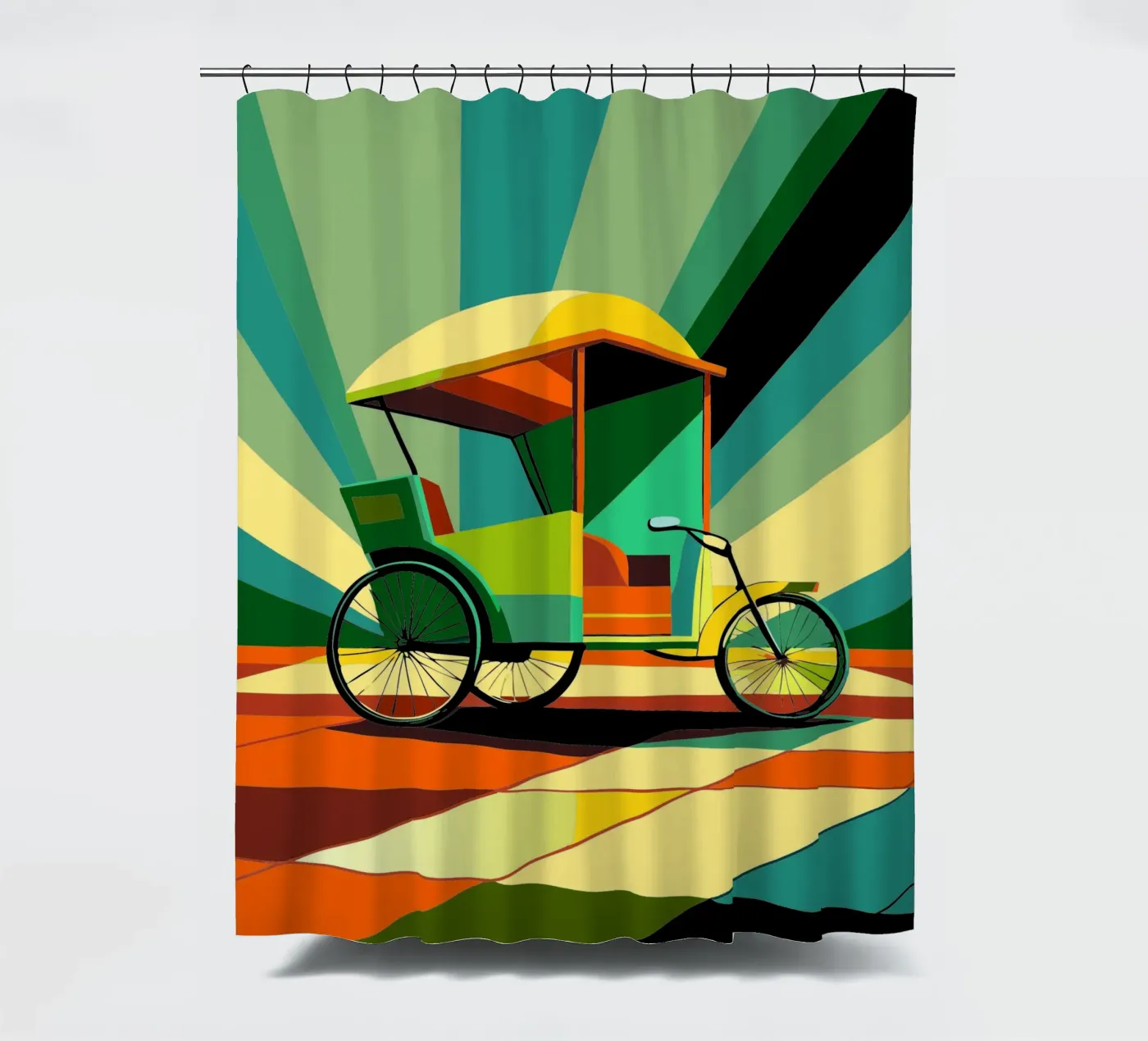 Rikscha-Vektor Duschvorhang von Elfath