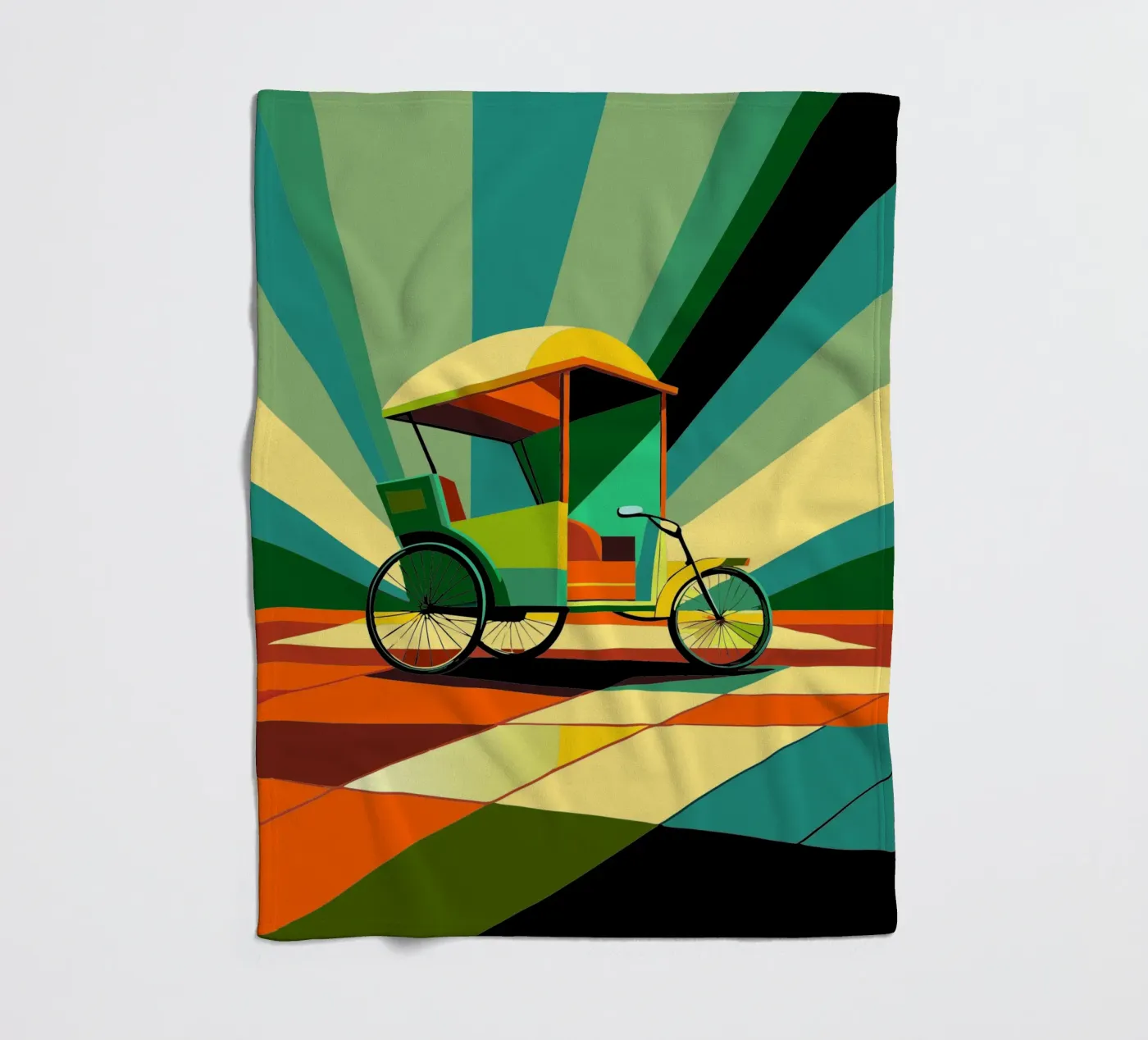 Rickshaw vector fleece blanket by Elfath