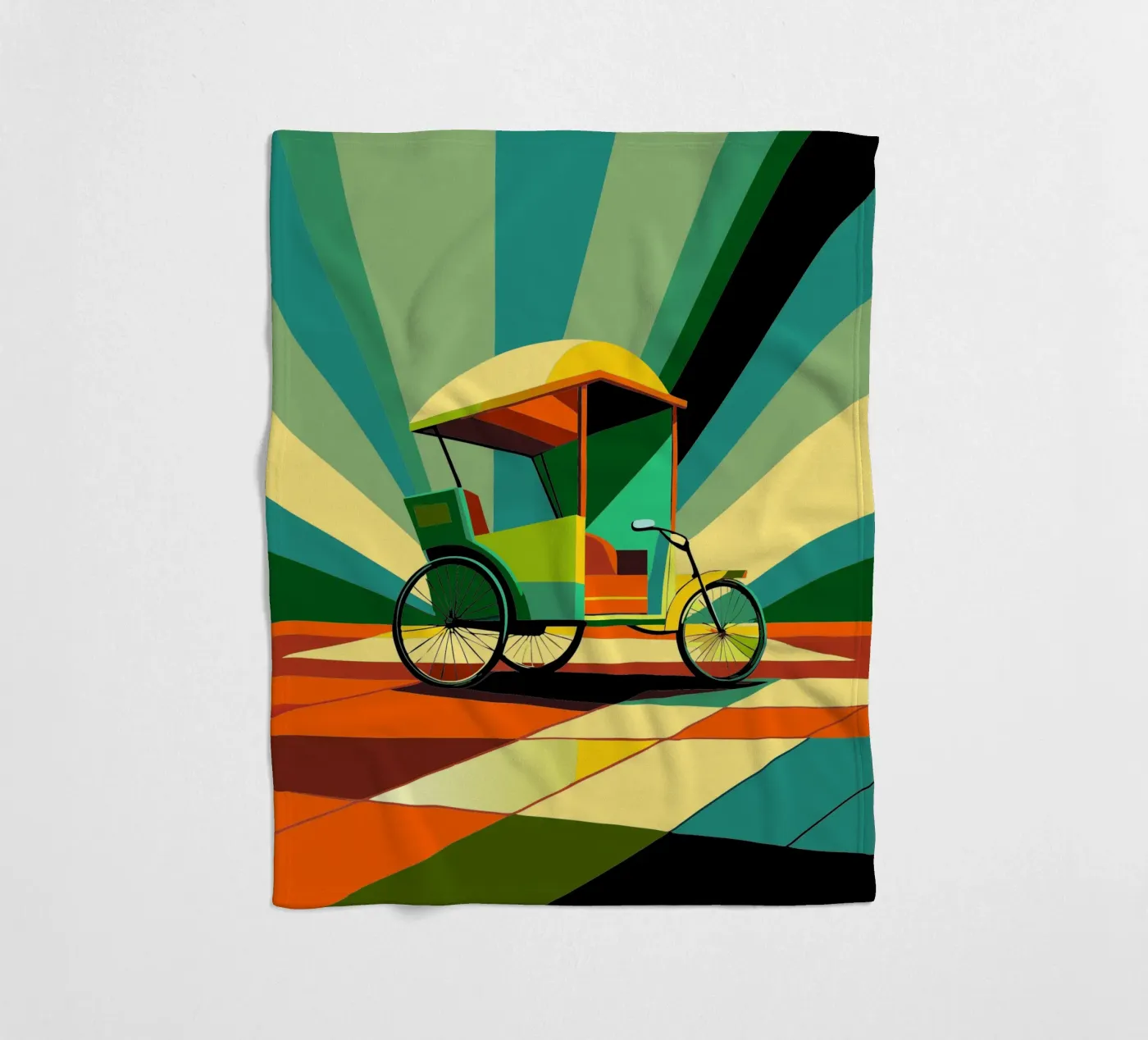 Rickshaw vector fleece blanket by Elfath