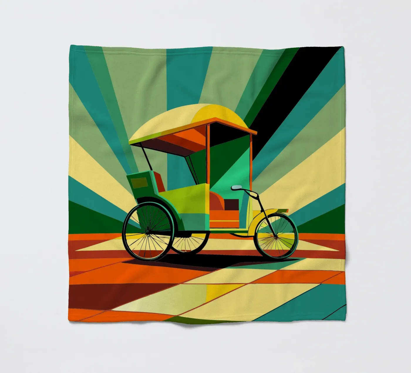 Rickshaw vector fleece blanket by Elfath