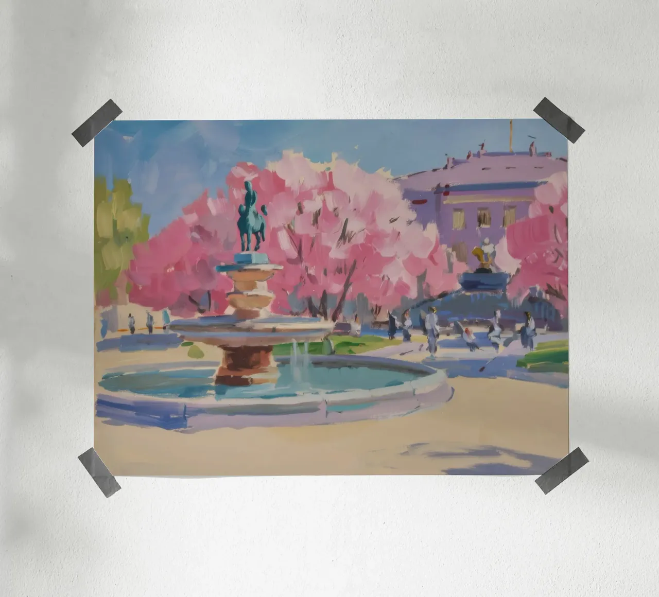 Fontana della gioia in fiore poster con telaio in alluminio da Celestial Harmony