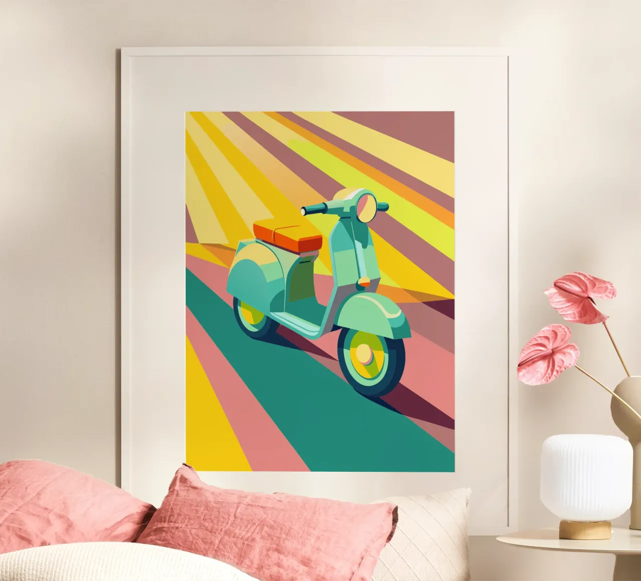 scooter vettoriale poster con telaio in legno da Elfath