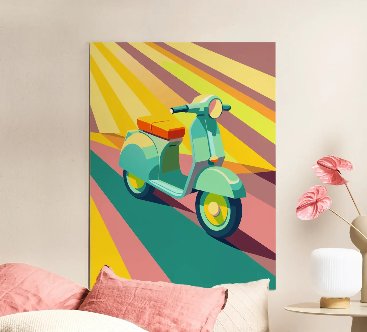scooter vettoriale poster con telaio in legno da Elfath