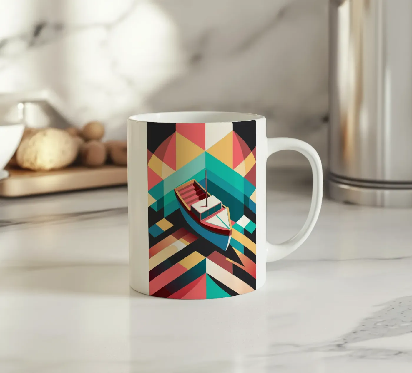 ship vector art ceramic mug by Elfath