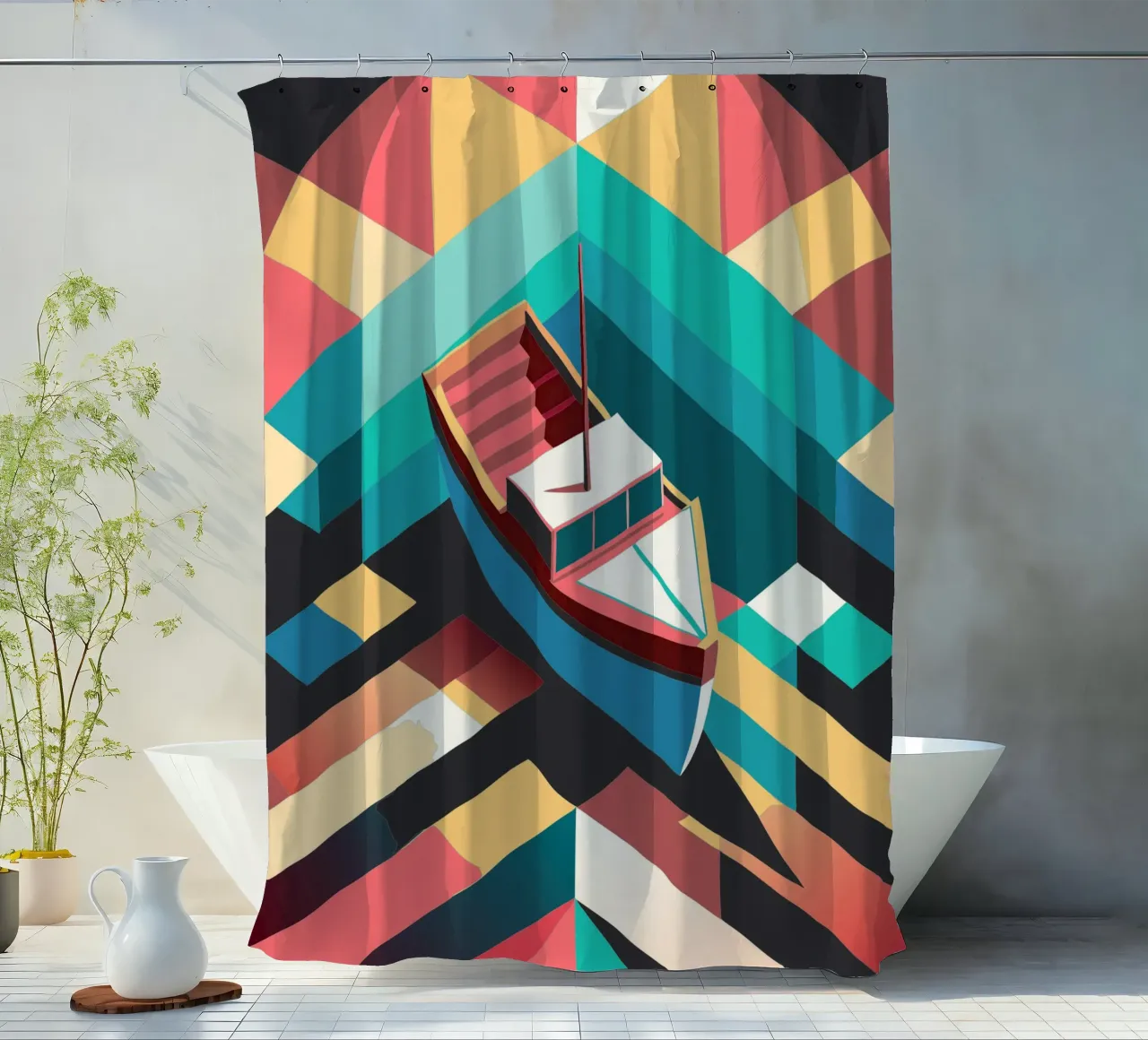 scheepsvector kunst douchegordijn van Elfath