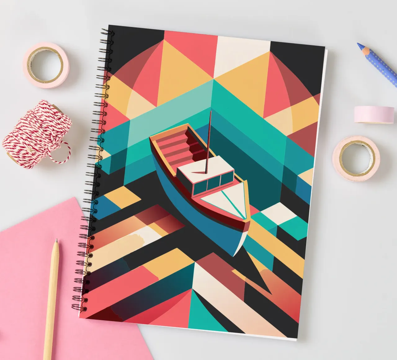 ship vector art spiral notebook by Elfath