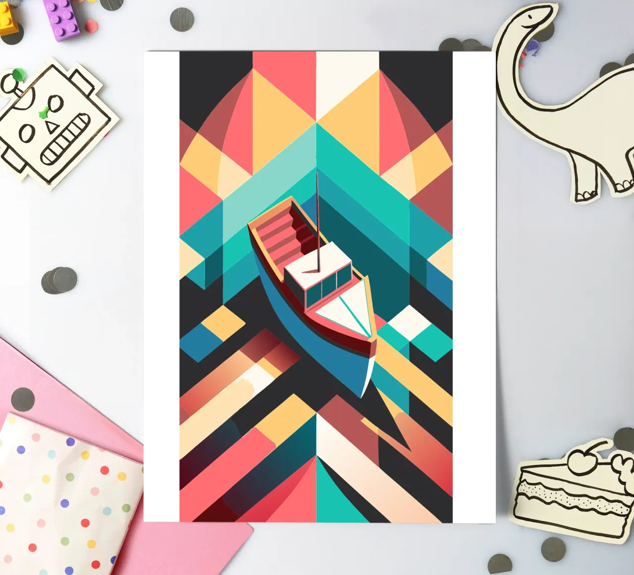 scheepsvector kunst stickervel van Elfath